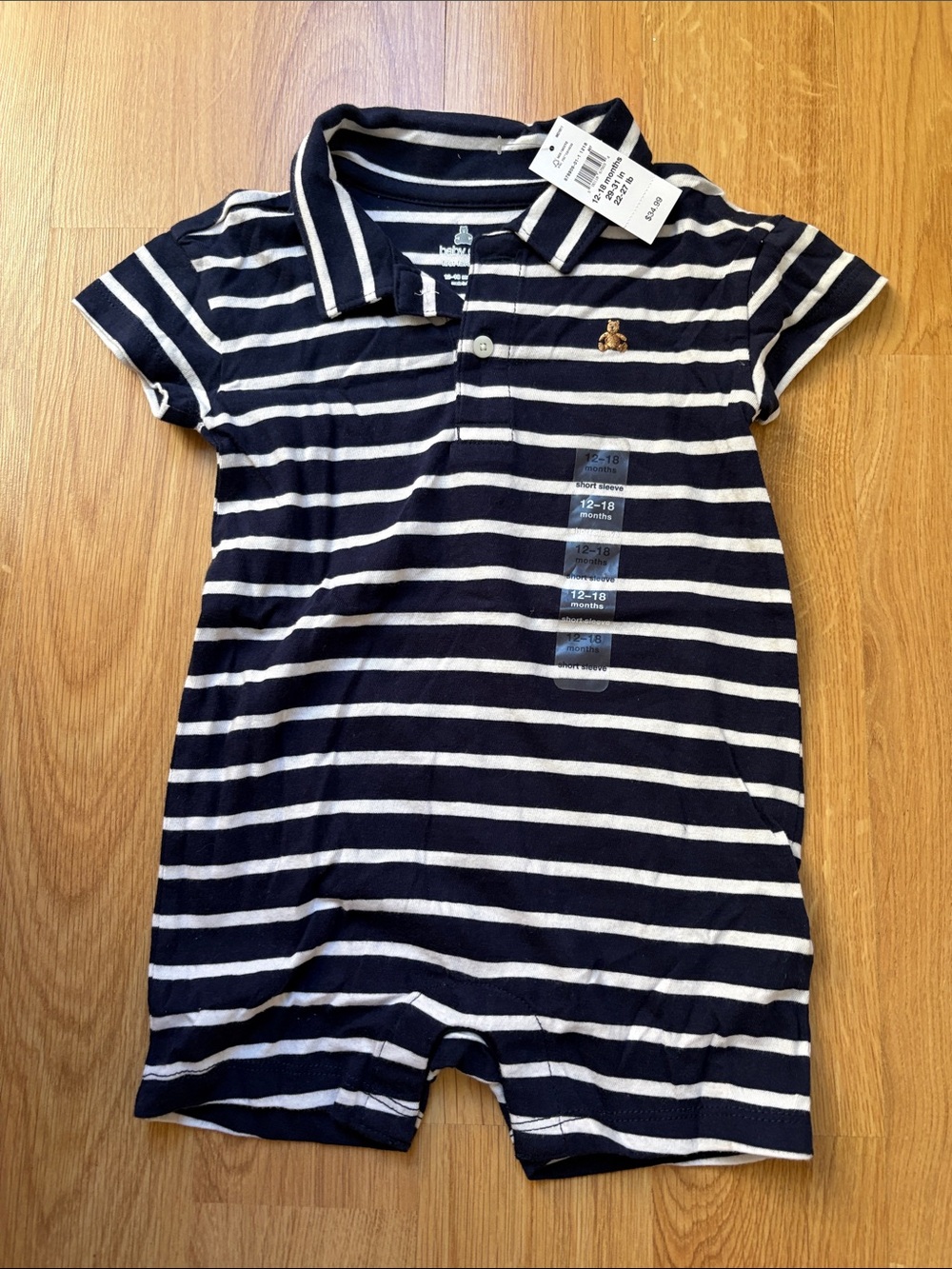Baby gap stripe onesie short boy navy 12-18 toddler